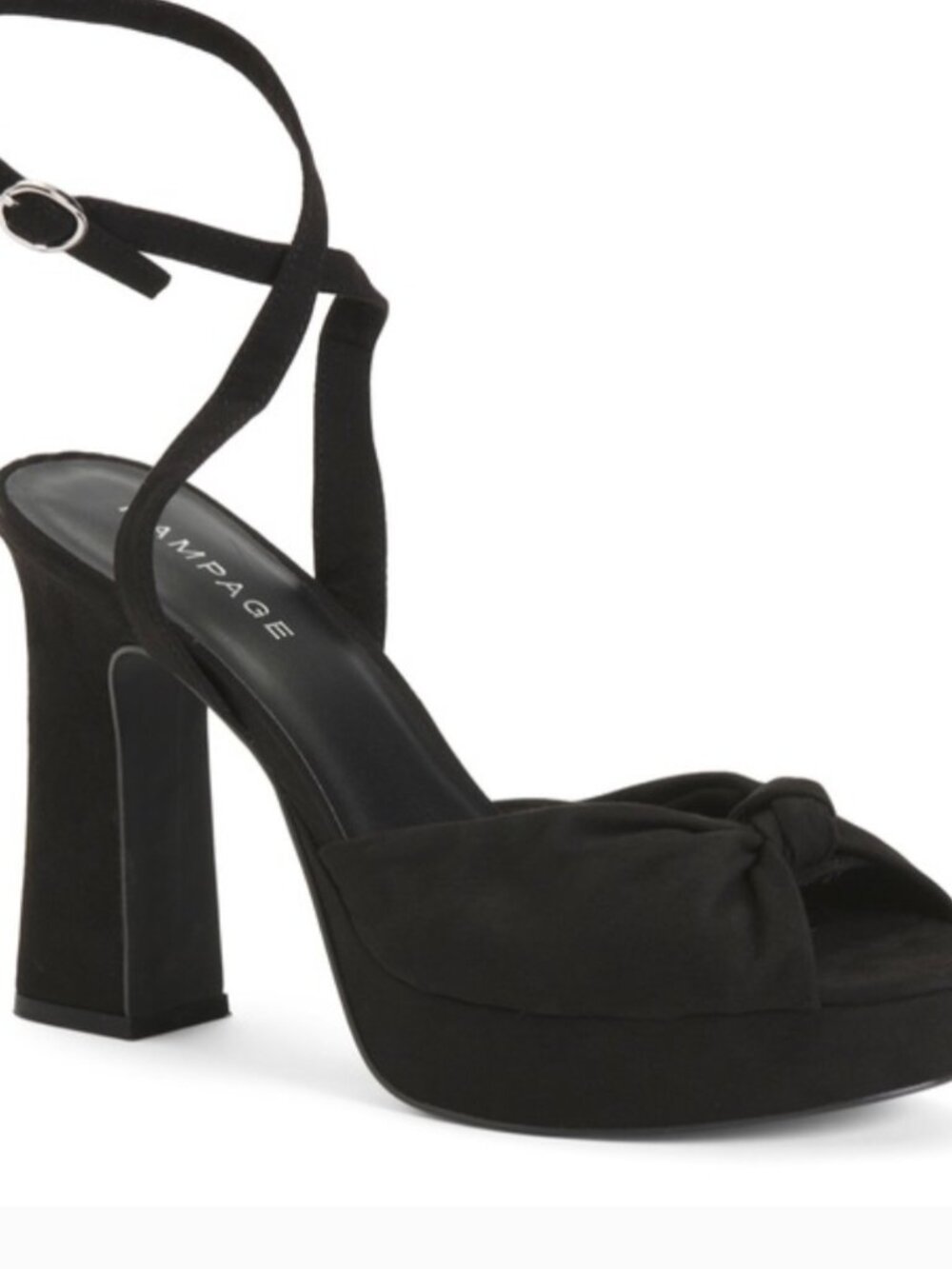 RAMPAGE Black DAYNA Knotted Platform Ankle Strap Heels